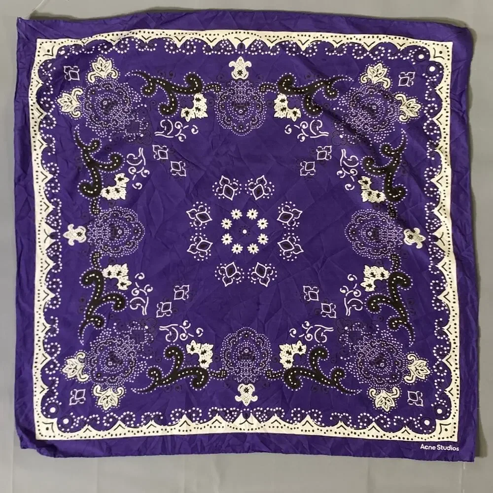 ACNE STUDIOS Purple Black & White Paisley Cotton Silk Scarves